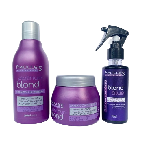 Matizador Platinum Cabelos Loiros Kit 3 Produtos Cabelos Loiro Branco Grisalho a Pronta Entrega