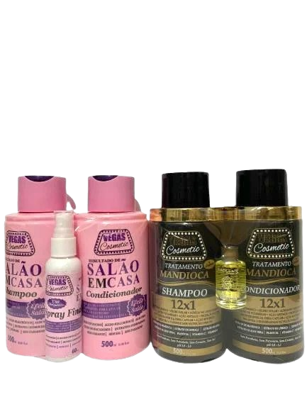 Vegas-kit salão em casa + kit mandioca 12x1 nutri/repara em oferta!